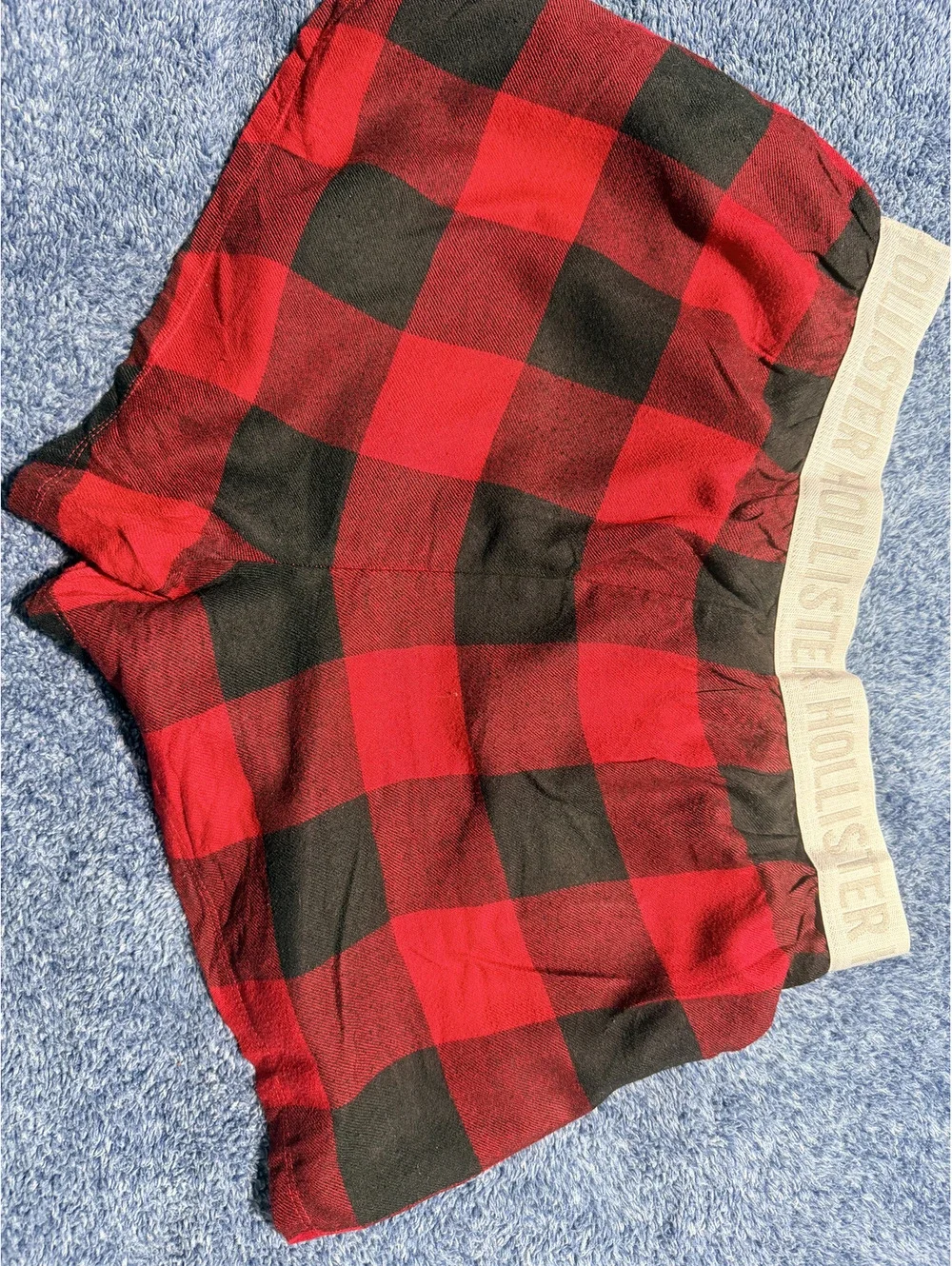 Hollister Red and Black Plaid Sleep Shorts Size S